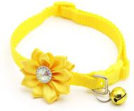 🌼 skonhed rhinestone flower dog collar necklace with bell pendant - cat collars, cat accessories, puppy pet supplies - 1pc (yellow) logo