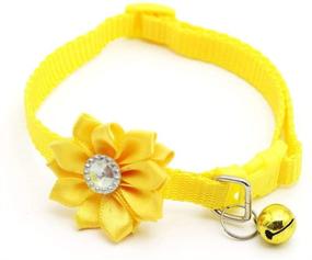 img 4 attached to 🌼 SKONHED Rhinestone Flower Dog Collar Necklace with Bell Pendant - Cat Collars, Cat Accessories, Puppy Pet Supplies - 1PC (Yellow)