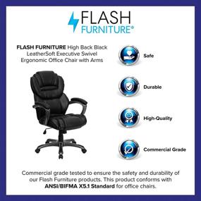 img 1 attached to Premium Ergonomic High Back Executive Office Chair: Black LeatherSoft Swivel with Armrests by Flash Furniture