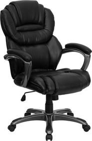 img 3 attached to Premium Ergonomic High Back Executive Office Chair: Black LeatherSoft Swivel with Armrests by Flash Furniture