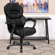 premium ergonomic high back executive office chair: black leathersoft swivel with armrests by flash furniture logo