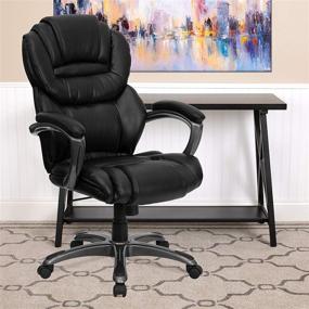 img 4 attached to Premium Ergonomic High Back Executive Office Chair: Black LeatherSoft Swivel with Armrests by Flash Furniture