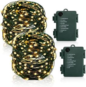 img 4 attached to KOUQIYA Battery-operated String Lights - 33ft 100 LED Christmas Lights (2 Packs) Waterproof Mini Lights with 8 Modes & Timer Function for Christmas, Parties, Weddings - Warm White