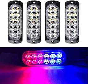 img 4 attached to XTAUTO Super Bright Red Blue LED Warning Strobe Light - Waterproof 12-LED Caution Emergency Construction Beacon Flash Strobe Light Bar for Car Truck SUV Pickup (4-Pack)