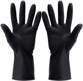 img 4 attached to Professional Hair Salon Dye Gloves - Hair Coloring Accessories in Black (2pcs, 1 Left + 1 Right)