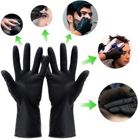 img 3 attached to Professional Hair Salon Dye Gloves - Hair Coloring Accessories in Black (2pcs, 1 Left + 1 Right)
