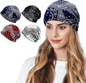 img 4 attached to Multi-functional Cotton Face Bandanas for Sports Headwear, Headband, Neck Gaiter, Chemo Cap, Hair Loss Beanie, and Nightcap