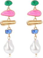 earring irregular colorful baroque cubic zirconia logo