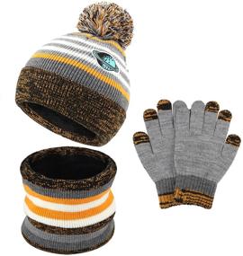 img 4 attached to 🧤 Striped Boys' Winter Touchscreen Gloves with Beanie Accessory