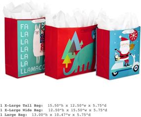 img 2 attached to 🎁 Hallmark Christmas Gift Bag Bundle with Tissue Paper: Quirky Kids - Llamacorn, Dinosaur, Santa Scooter (Pack of 3, 1 Large 13", 2 Extra Large 15") - Assorted Kids Bundle - 5XGB4896