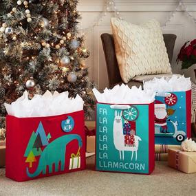 img 3 attached to 🎁 Hallmark Christmas Gift Bag Bundle with Tissue Paper: Quirky Kids - Llamacorn, Dinosaur, Santa Scooter (Pack of 3, 1 Large 13", 2 Extra Large 15") - Assorted Kids Bundle - 5XGB4896