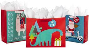 img 4 attached to 🎁 Hallmark Christmas Gift Bag Bundle with Tissue Paper: Quirky Kids - Llamacorn, Dinosaur, Santa Scooter (Pack of 3, 1 Large 13", 2 Extra Large 15") - Assorted Kids Bundle - 5XGB4896