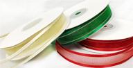 🎄 charmed christmas 5/8" sheer organza ribbon: ivory, red & emerald green (3 x 25 yd) - perfect for holiday crafts & decorations! logo