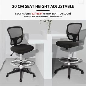 img 2 attached to Comfortable and Adjustable Black Mesh Drafting Chair for Standing Desks – Ergonomic Tall Office Chair with Tilt Seat and Foot Ring