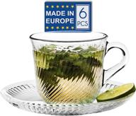 🍵 premium clear glass coffee cups and saucers: elevate your coffee experience! logo