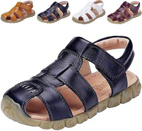 img 4 attached to DADAWEN Leather Outdoor Sandals Toddler Boys' Shoes and Outdoor