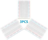 🔌 eiechip breadboard solderless prototype pcb board с 400 контактными точками - набор для прототипирования без пайки uniiversal pcb bread board плюс 2 электропроводных рейки и клейкая задняя сторона, идеально подходит для маленьких diy-сборок (набор из 3) логотип