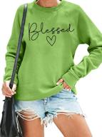 thanksgiving lightweight sweatshirt for women - blessed letter print pullover top blouse logo