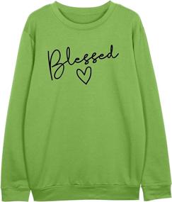 img 2 attached to Thanksgiving Lightweight Sweatshirt for Women - Blessed Letter Print Pullover Top Blouse