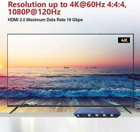 img 1 attached to Переключатель HDMI 2.0 KVM с горячей клавишей, 4 в 1 - AV доступ 4K60hz, 2K144Гц, 1080p120Hz, HDR10, HDCP 2.2, Пульт дистанционного управления, Микрофон/аудио выход - USB 2.0 для обмена мышью и клавиатурой с 4 ПК