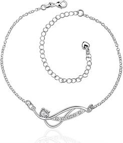 img 4 attached to ✨ Xiaodou Diamond Anklet with Crystal, Sandals Beach Feet Bracelet 925 Silver Infinite Chain for Women and Girls