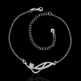 img 3 attached to ✨ Xiaodou Diamond Anklet with Crystal, Sandals Beach Feet Bracelet 925 Silver Infinite Chain for Women and Girls