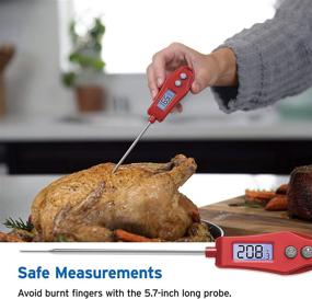 img 2 attached to 🌡️ Etekcity EMT100 Digital Meat Thermometer with 5-Inch Long Probe - Red