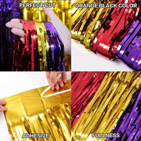 img 1 attached to Christmas Foil Fringe Curtains Tinsel Curtain Party Photo Backdrop - 3 Pack in Red, Purple, and Gold (3.2X6.56 ft) - Ideal for Christmas, New Year's Eve, and Holiday Party Decorations