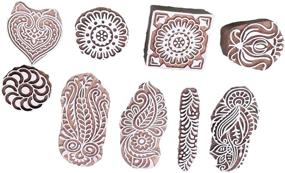 img 1 attached to Authentic Hand-Carved Mughal Design Wooden Blocks for Pottery Crafts & Textile Printing – Set of 9 Stamps by JGARTS