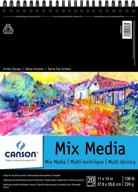 canson artist series mix media paper pad: dual surface fine & medium textures, 11x14 inch, 138 lb, 20 sheets - wet or dry media logo