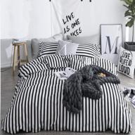 🌓 clothknow queen/full size striped comforter set: black and white bedding set with ticking stripes - includes 3pcs comforter sets and 2 pillowcases logo