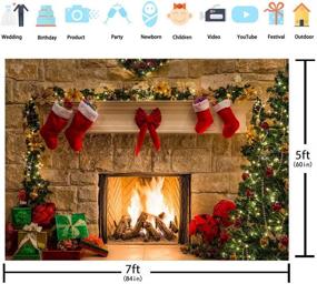img 2 attached to 🎄 Christmas Party Photography Backdrop - GYA Xmas Fireplace Tree Sock Theme with Santa Garland Ball, Vinyl Background 7x5foot