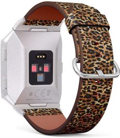 img 2 attached to 🐆 Fitbit Ionic Compatible - Leopard Animal Print Leather Band Bracelet Strap Wristband Replacement with Adapters