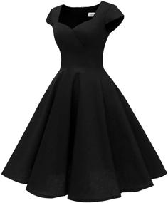 img 2 attached to 💃 Stunning Hanpceirs Women's Cap Sleeve 1950s Retro Vintage Dress with Pocket - Perfect for Cocktail & Swing Events