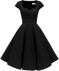 img 4 attached to 💃 Stunning Hanpceirs Women's Cap Sleeve 1950s Retro Vintage Dress with Pocket - Perfect for Cocktail & Swing Events