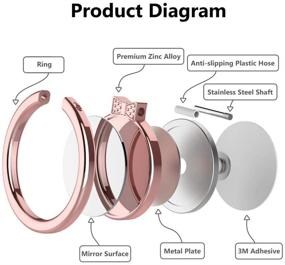 img 1 attached to 📱 Подставка-кольцо для пальца ICEYA - зеркало для мобильного телефона с функцией держателя пальца и подставкой для iPhone, iPad, Samsung Galaxy S9/S8 и других смартфонов (розовое золото)