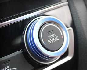img 1 attached to 🚗 Upgrade your Honda Civic's Interior with iJDMTOY Blue Anodized Aluminum AC Climate Control Ring Knob Covers - Compatible with 2016-21 10th Gen