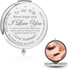img 4 attached to 💑 Blulu Engraved Compact Mirror - Perfect Anniversary Gift for Wife from Husband, Romantic Birthday & Wedding Presents, Ideal for Valentine's Day and Christmas