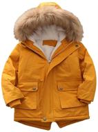 uwback boys winter jacket kids hooded down coats with faux fur trim - warm parka for girls logo