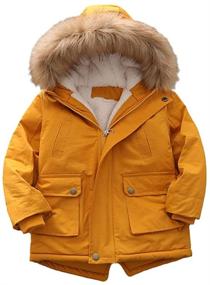 img 4 attached to UWBACK Boys Winter Jacket Kids Hooded Down Coats with Faux Fur Trim - Warm Parka for Girls