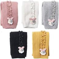 👶 pack of 3 baby girls ankle cable knit leggings pants - kids footless tights stocking logo