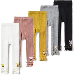 img 3 attached to 👶 Pack of 3 Baby Girls Ankle Cable Knit Leggings Pants - Kids Footless Tights Stocking