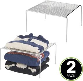 img 3 attached to 🛏️ mDesign Modern Metal Square Closet Organizer Shelves - 2 Pack, Silver: Ideal for Bedrooms, Bathrooms, Entryways, and Hallways