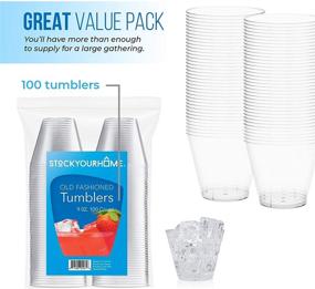img 3 attached to 🥂 Stock Your Home 9 oz Hard Plastic Old Fashioned Tumblers 100 Pack - BPA Free & Recyclable - Shatterproof Cocktail Cups - Disposable & Reusable Tumblers for Champagne, Dessert, Food