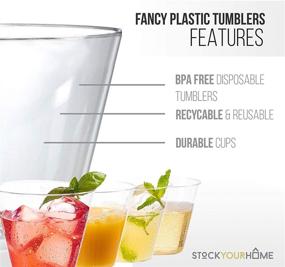 img 2 attached to 🥂 Stock Your Home 9 oz Hard Plastic Old Fashioned Tumblers 100 Pack - BPA Free & Recyclable - Shatterproof Cocktail Cups - Disposable & Reusable Tumblers for Champagne, Dessert, Food