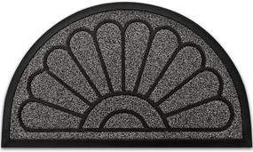 img 4 attached to 🚪 JeemeeSpace Outdoor Half-Circle Rubber Door Mat - Durable Welcome Mat for Entry, Patio, Backyard & Home - Heavy Duty, Captures Dirt - 18" x 30", Grey