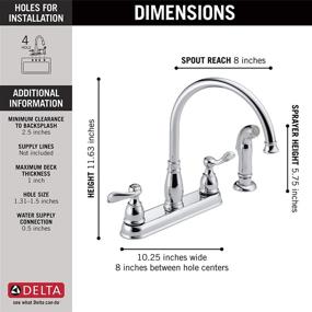 img 1 attached to 🚰 Delta Faucet Windemere 2-Handle Kitchen Sink Faucet - Chrome Finish with Side Sprayer (Model: 21996LF)