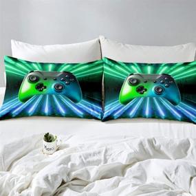 img 1 attached to Vibrant Gamepad Bedding Set: Green Blue Erosebridal, Twin Size Modern Gamer Duvet Cover for Kids, Teens, and Young Adults - Perfect Room Decor!