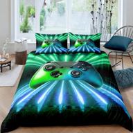 vibrant gamepad bedding set: green blue erosebridal, twin size modern gamer duvet cover for kids, teens, and young adults - perfect room decor! logo