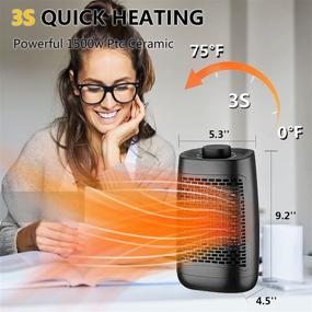 img 3 attached to 🔥 Efficient 1500W Electric Space Heater with Adjustable Thermostat and Overheat Protection - Portable & Fast Heating for Bedroom Use, with Carrying Handle